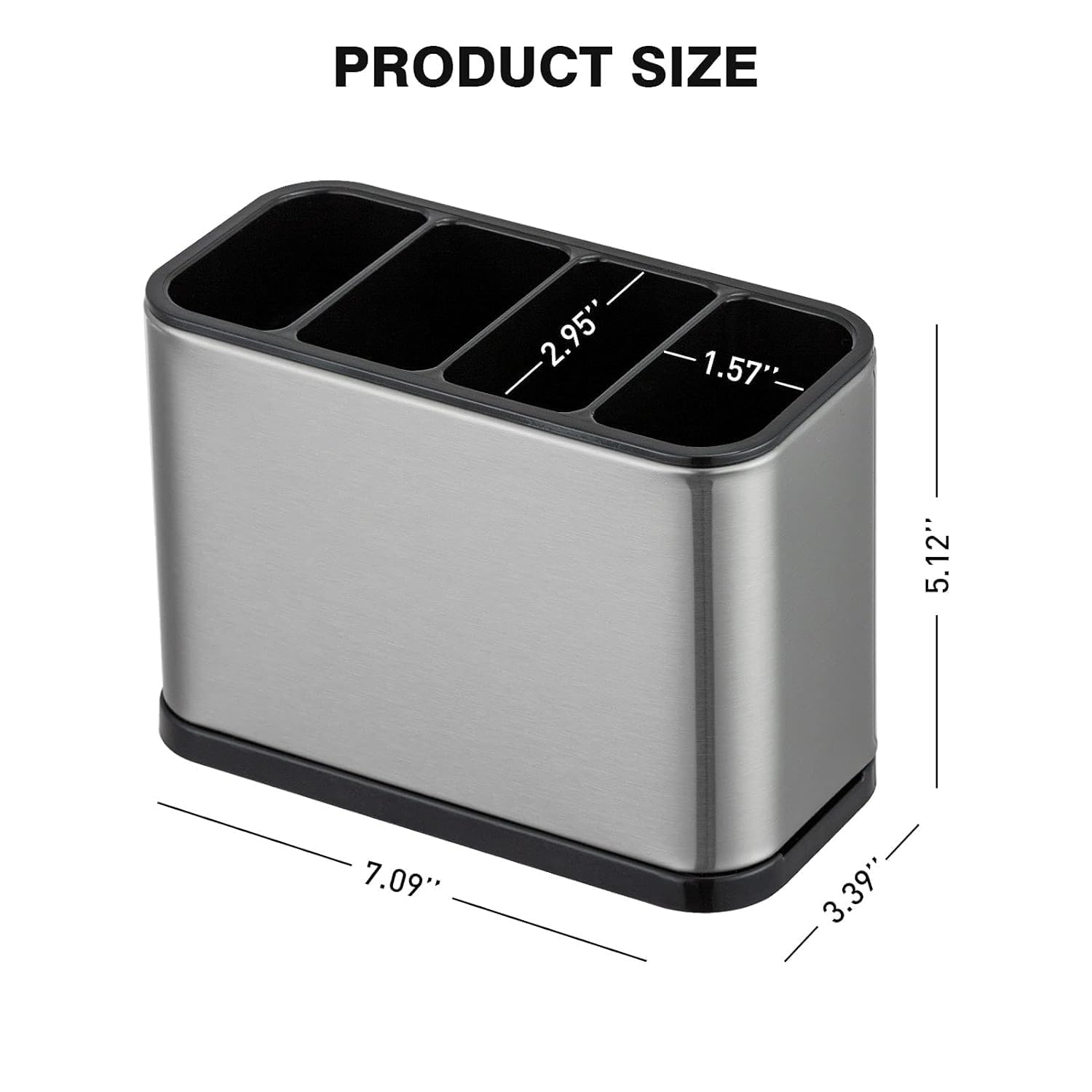 Stainless Steel Spoon Holder - Spoon Stand for Kitchen Steel - Countertop Holder for Spoons, Forks, Knives, Spatula - 15L x 10W x 10H cm