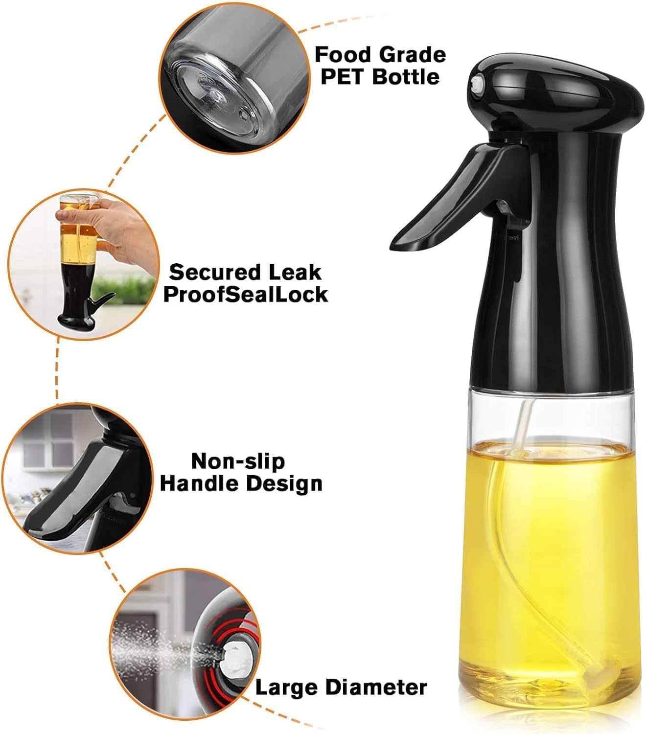 Vasukie 2-in-1 Olive Oil Sprayer and Dispenser Bottle for Kitchen | 500ml Glass Oil Bottle with Premium Nozzle | Cooking Oil Sprayer for Healthy Cooking and Salad Making (Spray Bottle)