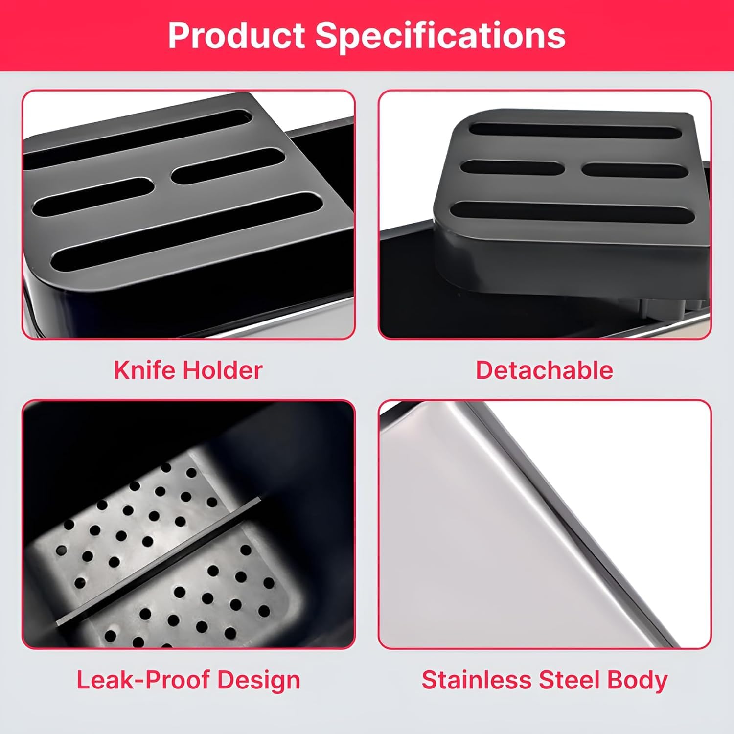 Spoon Stand for Kitchen | Stainless Steel Cutlery Stand & Spoon Organizer | Countertop Cutlery Holder for Forks, Spatula, Knives | Rustproof & Durable Knife Stand