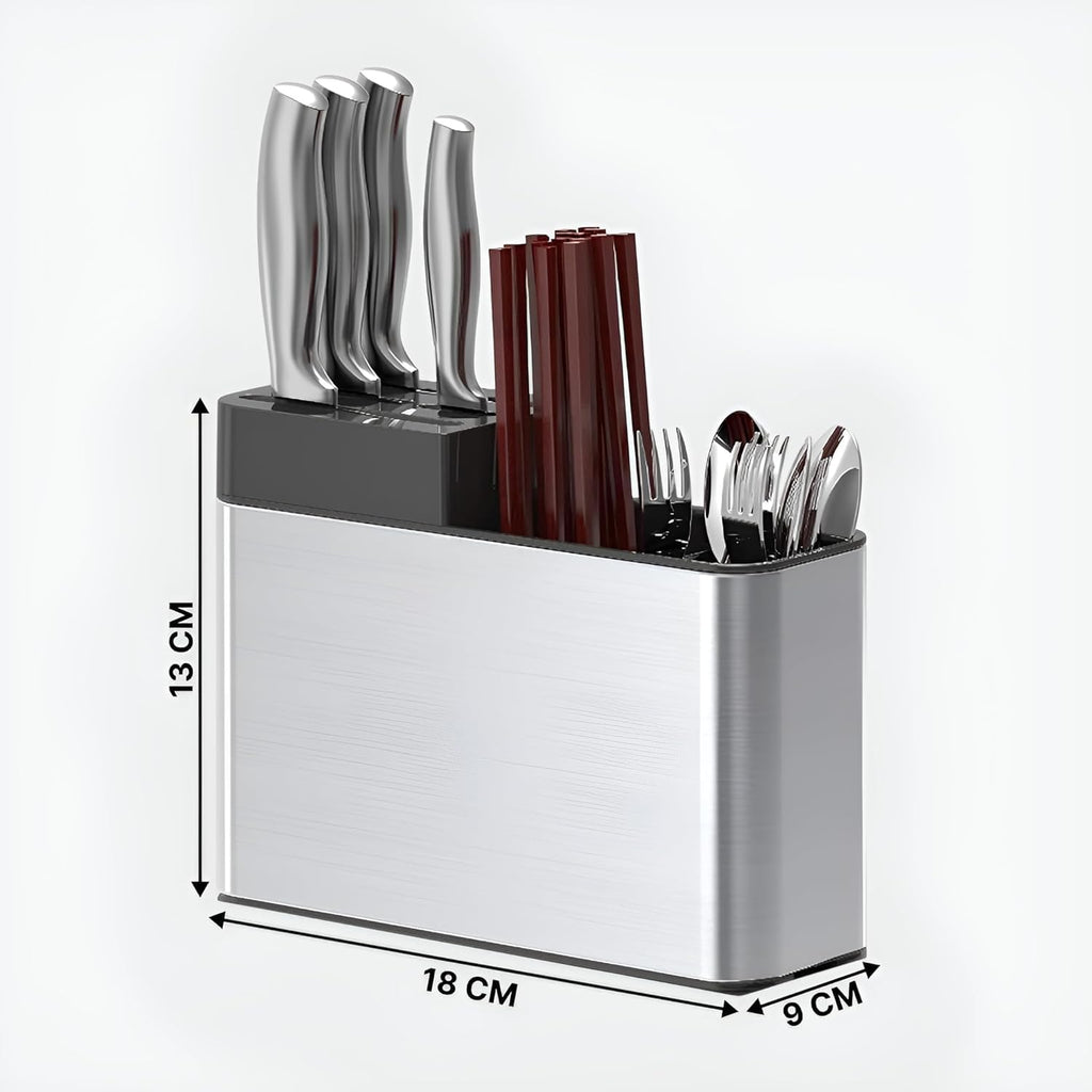 Spoon Stand for Kitchen | Stainless Steel Cutlery Stand & Spoon Organizer | Countertop Cutlery Holder for Forks, Spatula, Knives | Rustproof & Durable Knife Stand