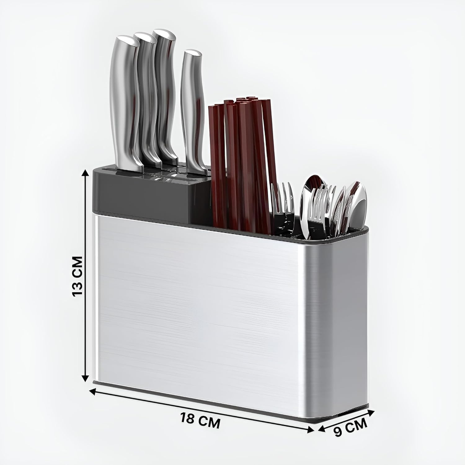 Spoon Stand for Kitchen | Stainless Steel Cutlery Stand & Spoon Organizer | Countertop Cutlery Holder for Forks, Spatula, Knives | Rustproof & Durable Knife Stand