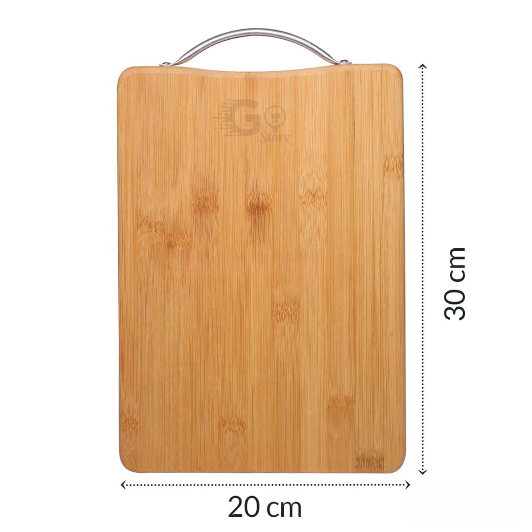 Go Store Large Non-Slip Wooden Bamboo Cutting Board with Antibacterial Surface with Stainless Steel Handle, Chopping Board for Kitchen, Cutting Board for Kitchen (Wood)