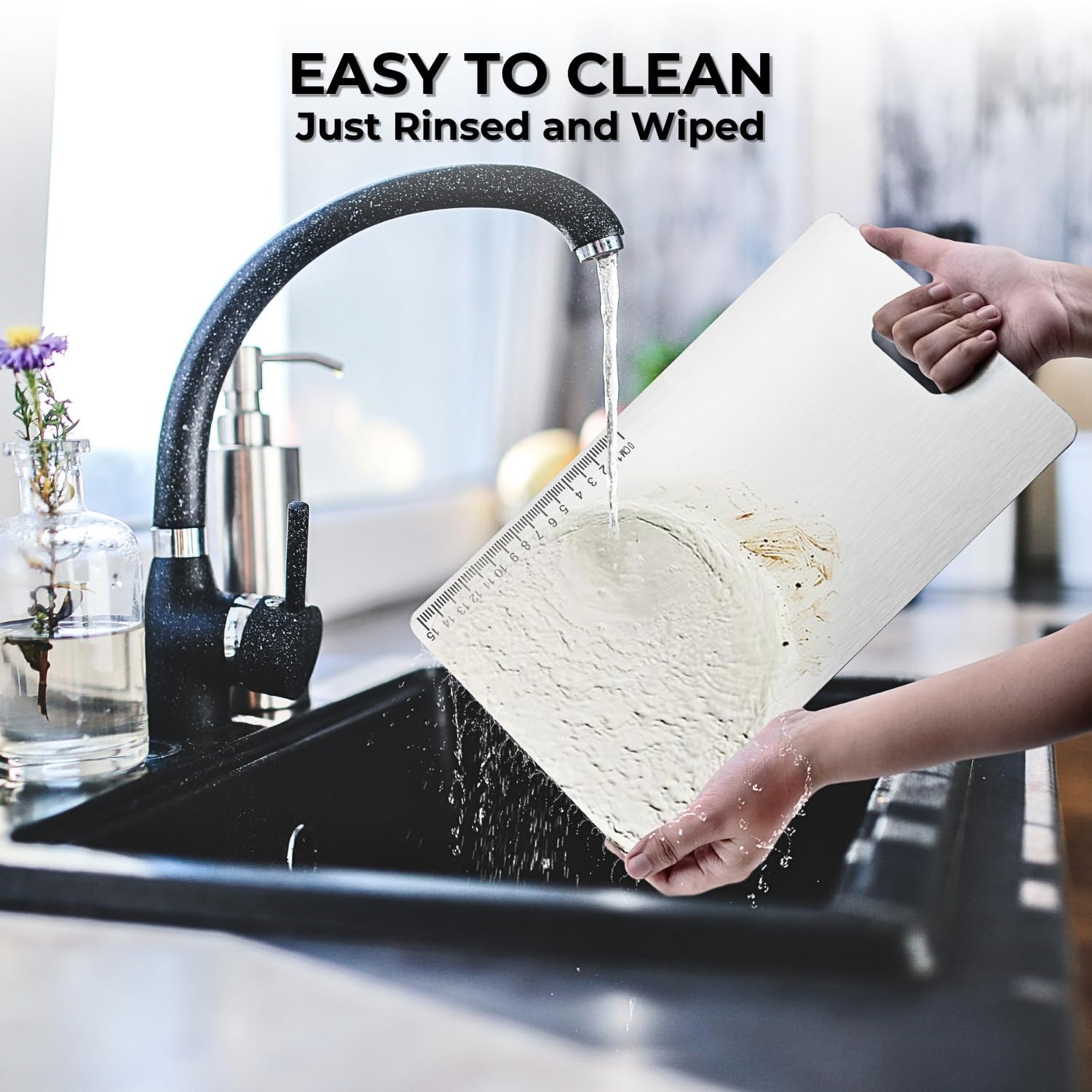 MDB Stainless Steel Chopping Board for Kitchen - 35L x 25W cm, Space Saving Compact Design, Fruit Chopper, Meat Cutting Board, Vegetable Cutter Board, Heavy Duty, Rust Proof