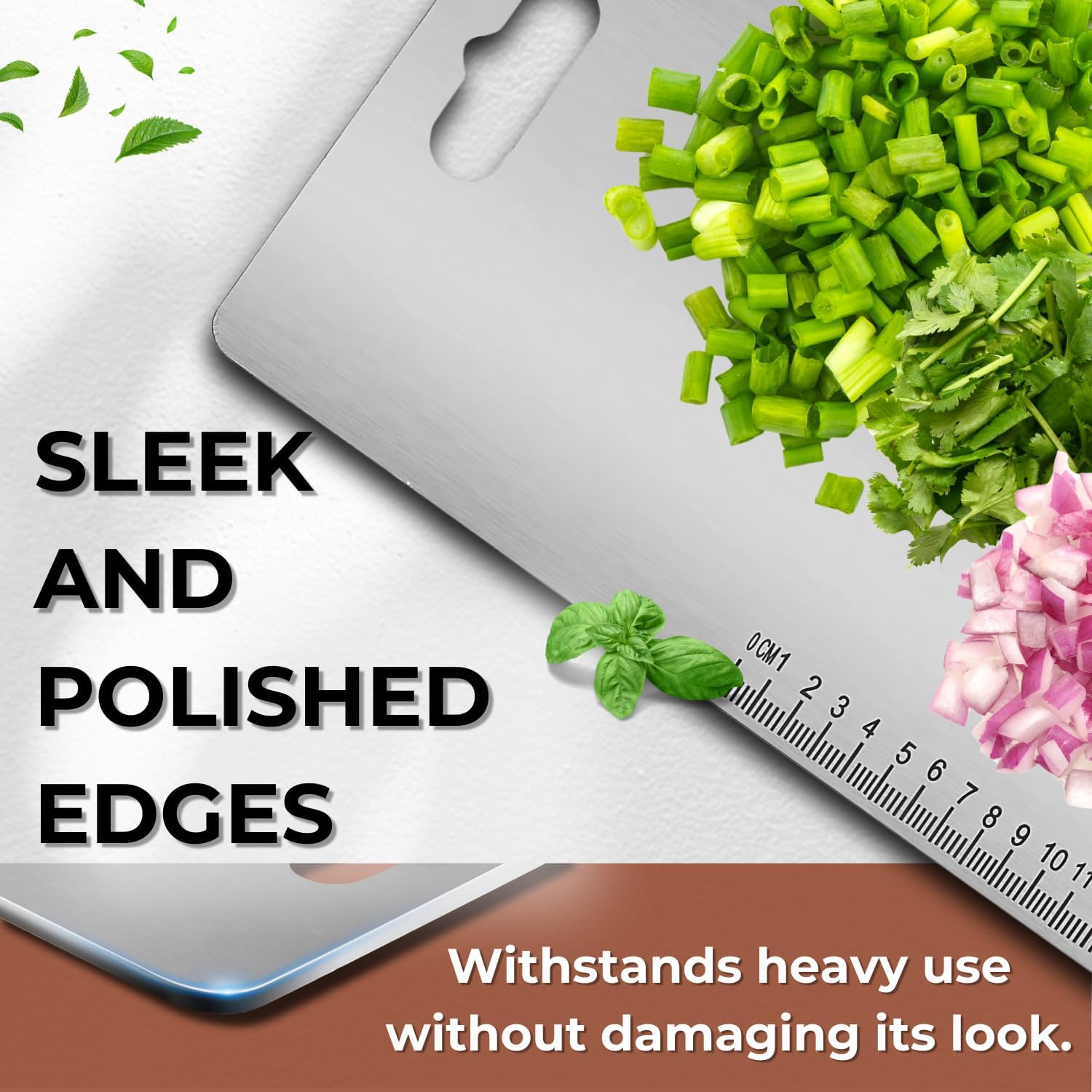 MDB Stainless Steel Chopping Board for Kitchen - 35L x 25W cm, Space Saving Compact Design, Fruit Chopper, Meat Cutting Board, Vegetable Cutter Board, Heavy Duty, Rust Proof