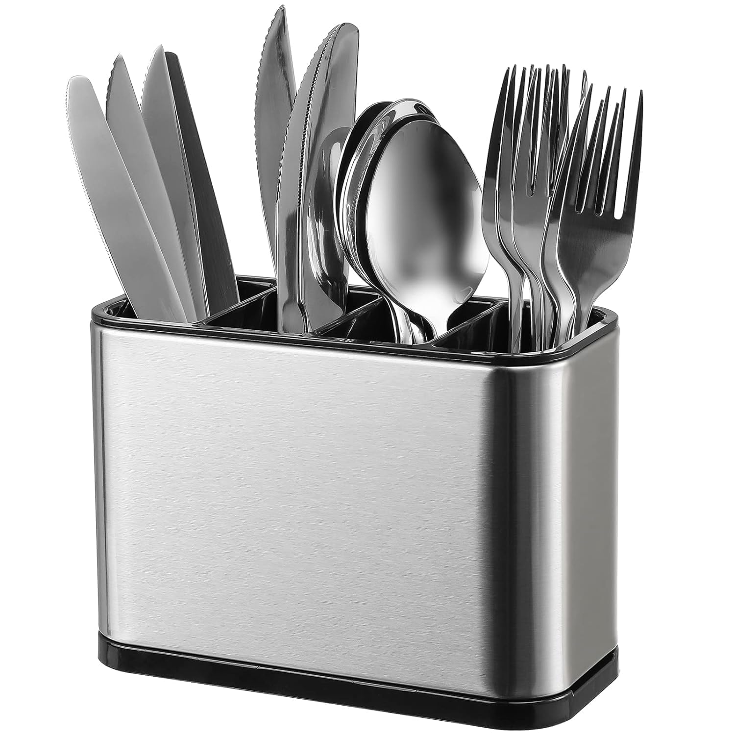 Stainless Steel Spoon Holder - Spoon Stand for Kitchen Steel - Countertop Holder for Spoons, Forks, Knives, Spatula - 15L x 10W x 10H cm