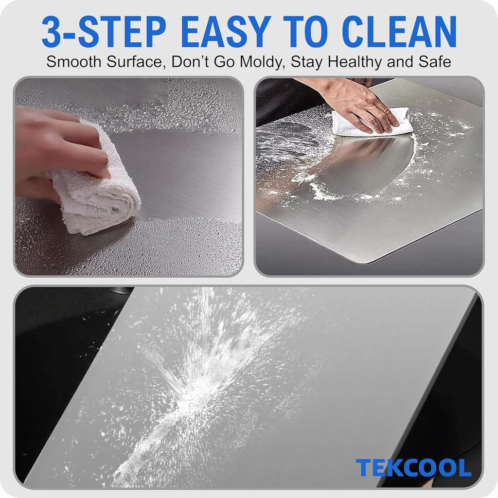 TEKCOOL Stainless Steel Chopping Board (32 x 22 CM), Vegetable Cutting Board, Premium SUS304 Vegetable and Fruit Cutter Pad, Heavy-Duty Metal Chopping Board
